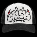 Black and white CRISIS trucker hat