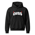 Black CRISIS Original Hoodie, front view, transparent background