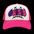 Pink and white CRISIS trucker hat