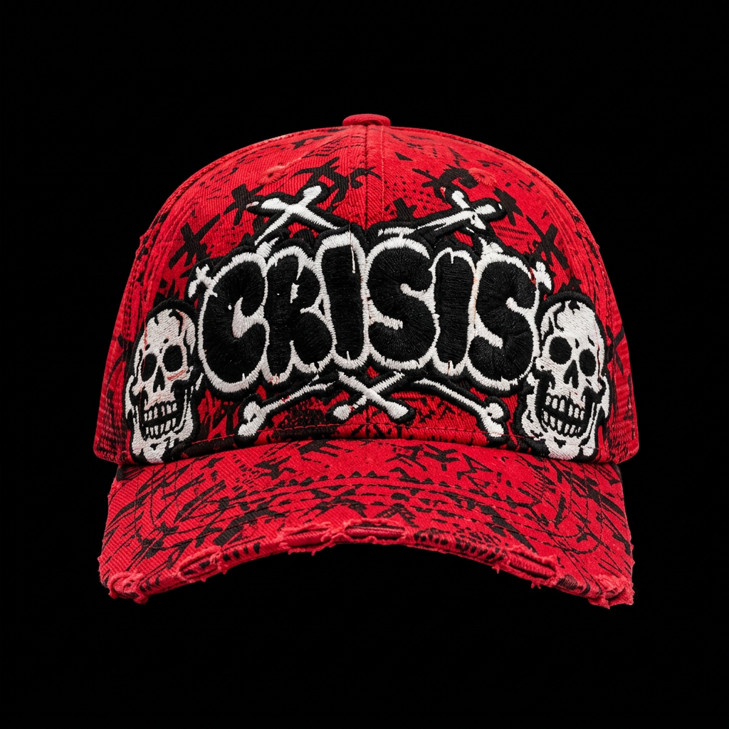 Red CRISIS skull hat