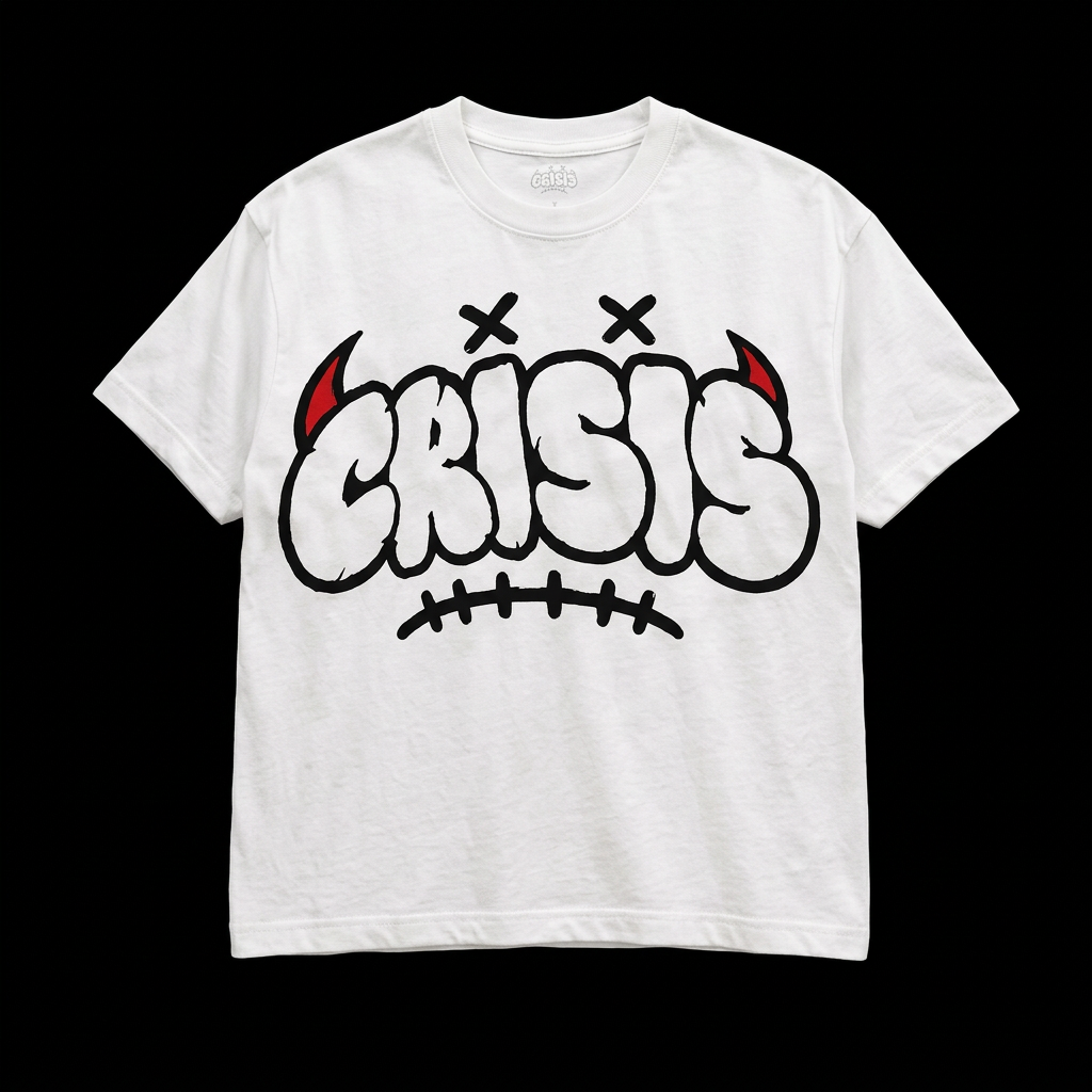 White CRISIS graphic T-shirt
